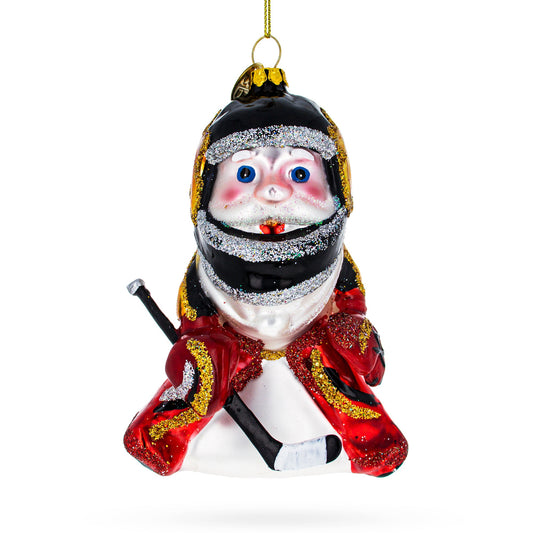 Santa in Ice Hockey Gear Christmas Ornament