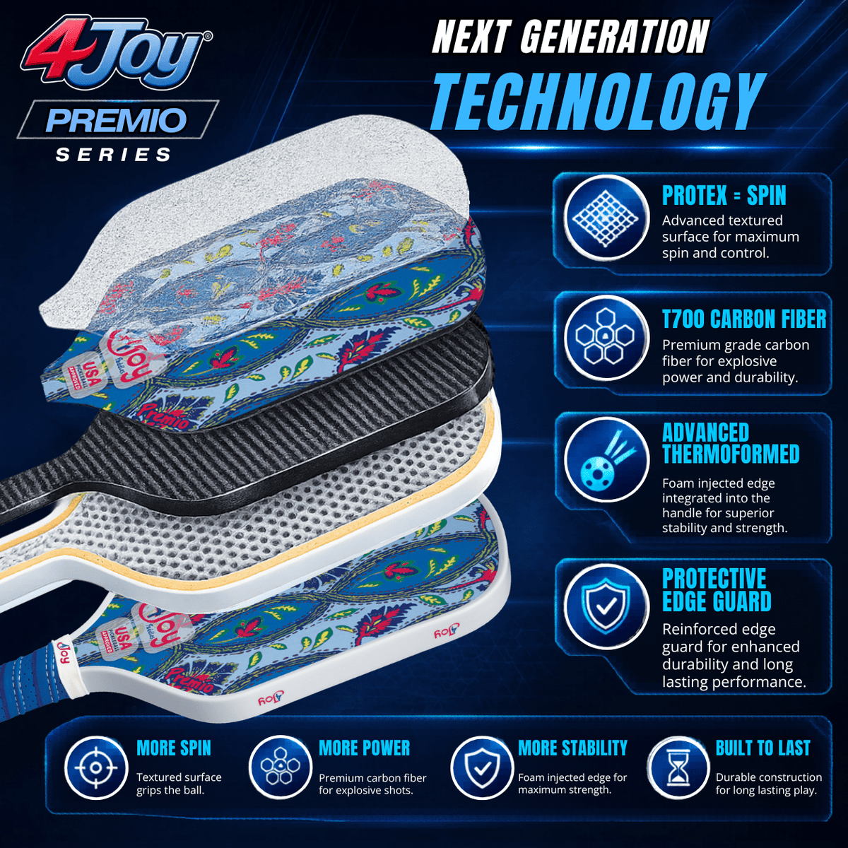 Damask 4Joy Pickleball Paddle Premio Series