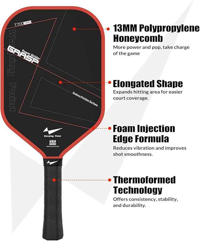 Grasp Power Pickleball Paddle 13mm T700 Carbon Fiber