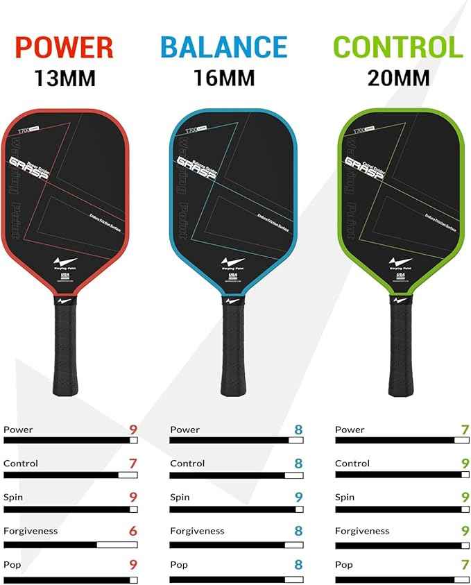 Grasp Power Pickleball Paddle 13mm T700 Carbon Fiber
