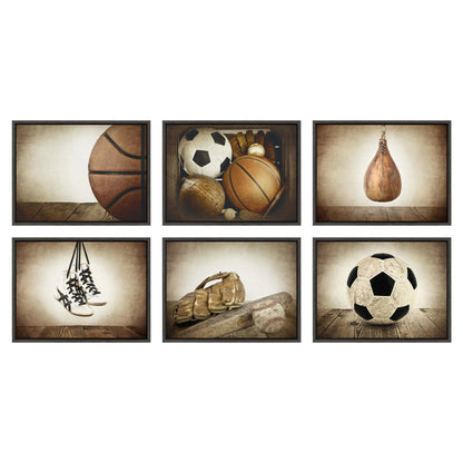 Sylvie Baseball Glove And Bat Framed Canvas by Shawn St. Peter