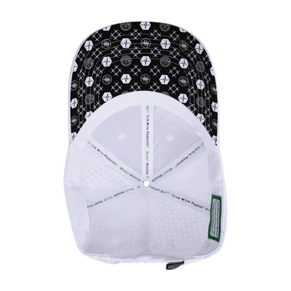 Pickleball Hat - Low Profile - Ponytail - White - Laser Mesh