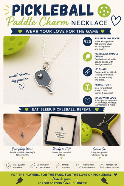 Pickleball Paddle Charm - Sports Pendant