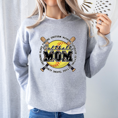 Baseball or Softball Mom Crossed Bats Tee OR Sweatshirt